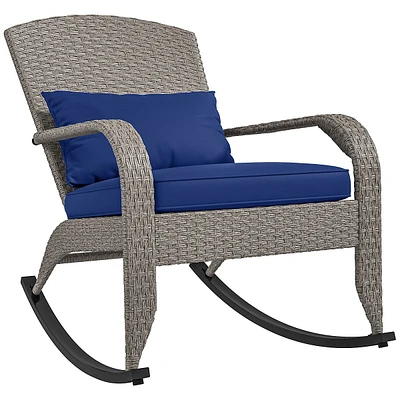 Outdoor Wicker Adirondack Rocking Chair With High Back