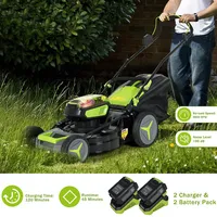 40v 18" Brushless Cordless Push Lawn Mower 4.0ah Batteries & 2 Charger (2 X 20v)