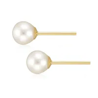 14kt Yellow Gold Cross Drop And Pearl Stud