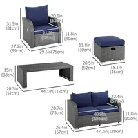 6pcs Adjustable Rattan Sofa Set