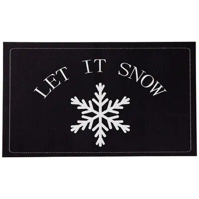 Northlight Brown and White Snowman Let it Snow Rectangular Coir Christmas  Doormat 18 x 30