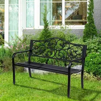 50" Outdoor Metal Garden Bench Black