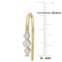 1/2 Ct Tw Diamond 3-stone Hook Earrings In 10k Yellow Gold