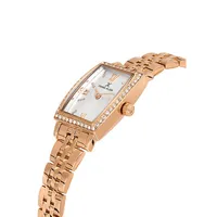 Petite 21mm Rectangle Womens Watch, Stainless Steel Strap, Analog, Quartz, Crystal Markers And Bezel