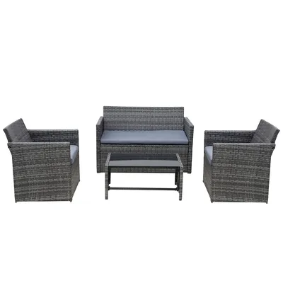 Rattan Sofa Set, Grey