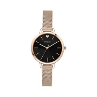 Montre en acier inoxydable rose doré avec bracelet milanais Amourette ME010100