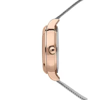Montre analogique en acier inoxydable plaqué or rose Amourette et bracelet milanais ME010011