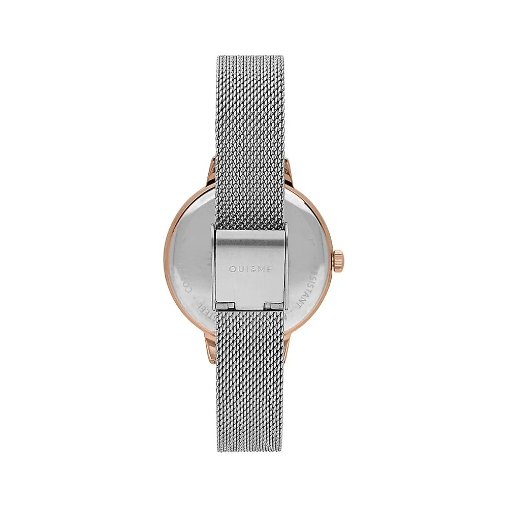 Amourette Rose Goldtone Stainless Steel & Mesh Bracelet Watch ME010011