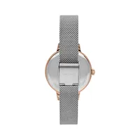 Montre analogique en acier inoxydable plaqué or rose Amourette et bracelet milanais ME010011