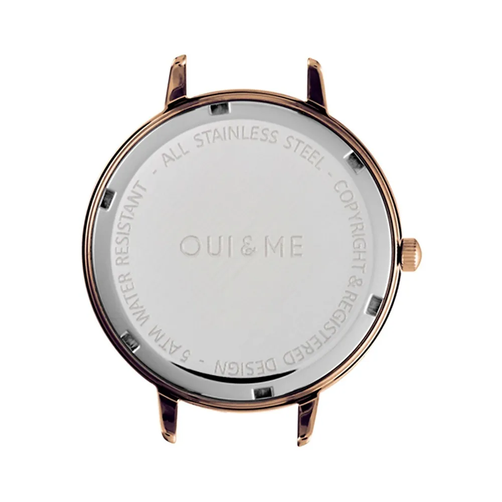 Montre analogique en acier inoxydable plaqué or rose Amourette et bracelet milanais ME010011