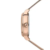 Amourette Rose Goldtone Stainless Steel Mesh Strap Flower Watch ME010042