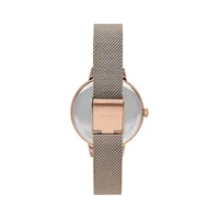 Amourette Rose Goldtone Stainless Steel Mesh Strap Flower Watch ME010042