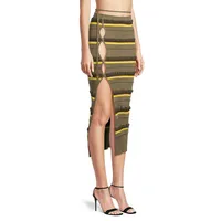 La Concha Side-Cutout Striped Skirt