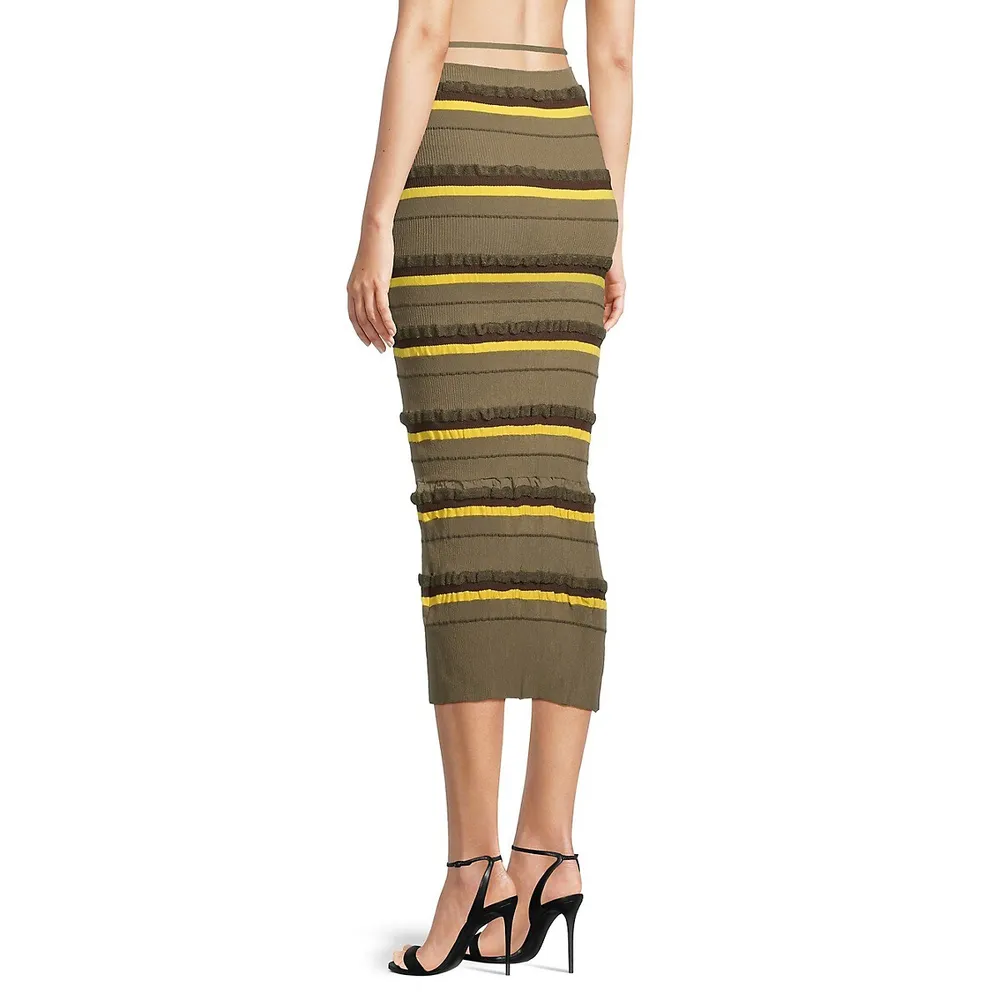 La Concha Side-Cutout Striped Skirt