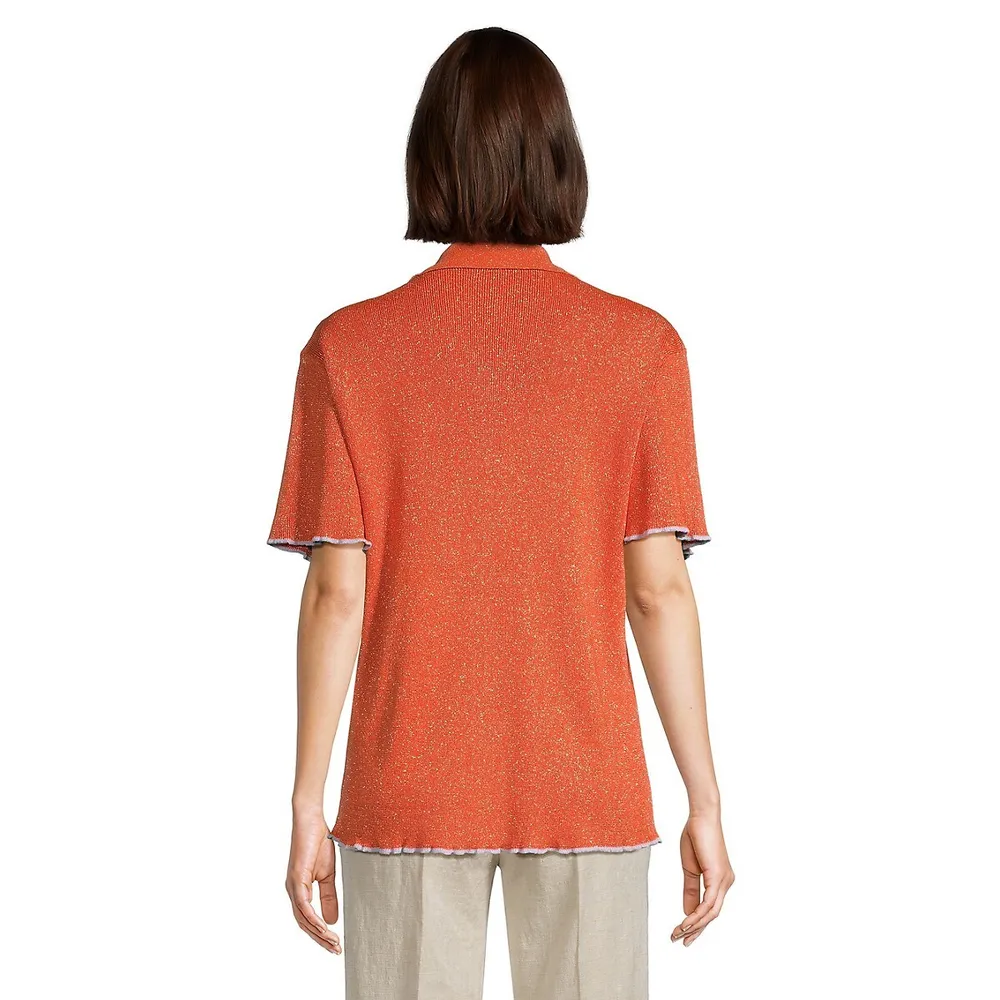 La Maille Prata Short-Sleeve Lurex Knit Shirt