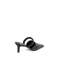 Chouchou Ruched-Strap Leather Mules