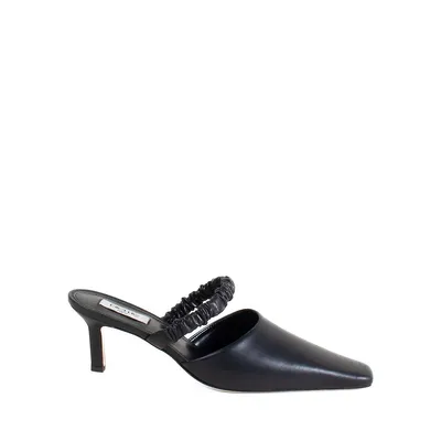 Chouchou Ruched-Strap Leather Mules