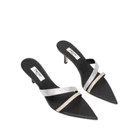 Asymmetric Sparkle-Strap Dressy Slide Sandals
