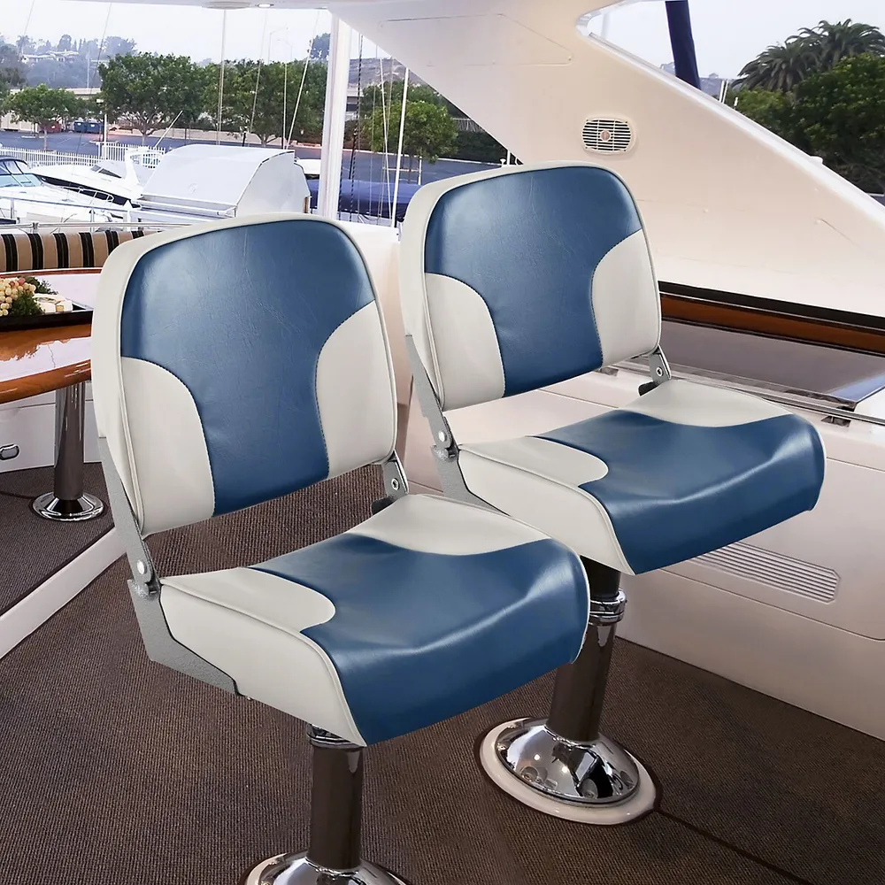 2-piece Folding Boat Seat Set With Sponge Padding & Aluminum Hinges Low Back