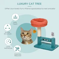 Cat Tree With Roller Bell, Blue Orange