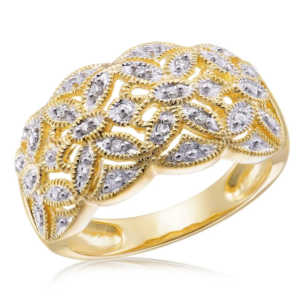 Sterling Silver Stg Gold Plated Ladies Ring