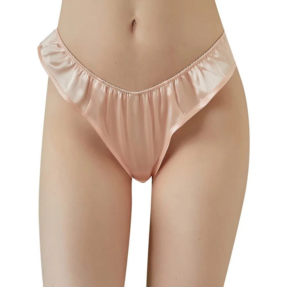 Slimming Lace Stripe High-Waist Thong Panty