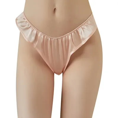 Pure Mulberry Silk T-string Pantie | Mid To High Waist Thong 22 Momme Float Collection