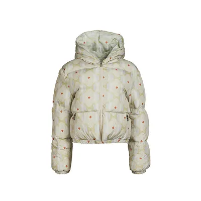 Cropped Printed Puffer Coat