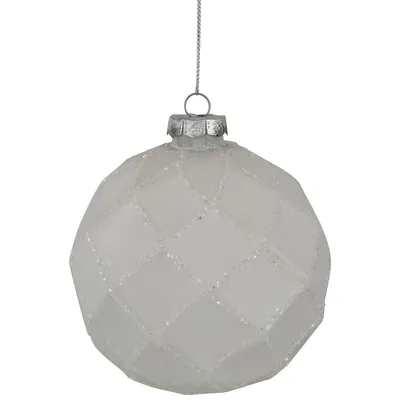 4ct Glittered White Christmas Glass Ball Ornaments 3.75" (95mm)