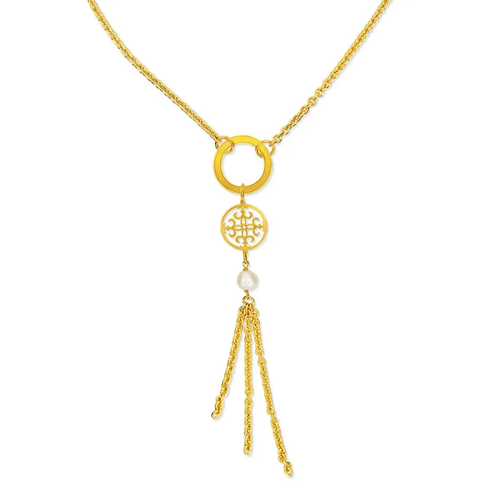 18kt Gold Plated 31" + 2" Lariet Drop Necklace