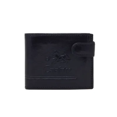 Trifold Leather Wallet With Snap Closure Rfid Protected
