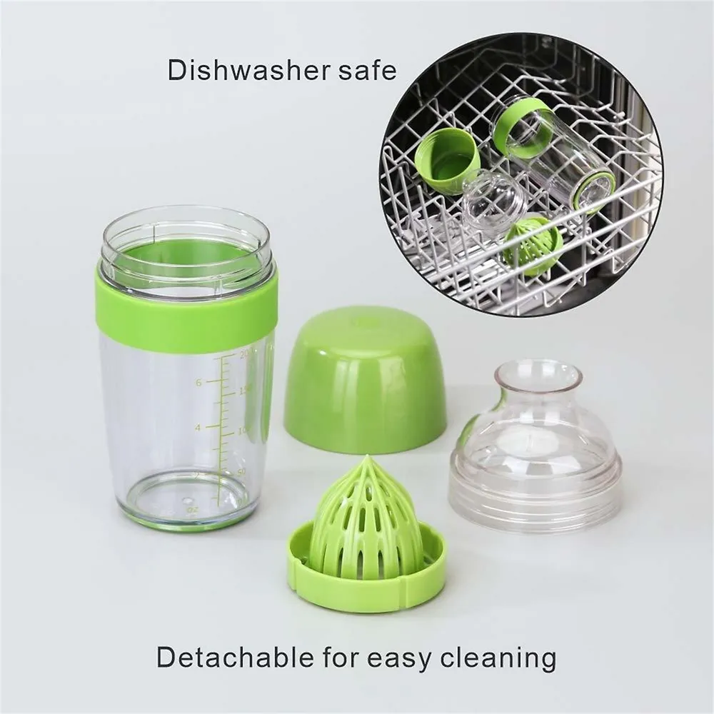 2 In 1 Salad Dressing Shaker Container With Citrus Juicer Bpa Free, 250ml