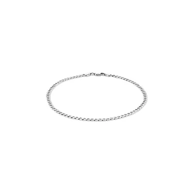 3mm Wide Flat Curb Chain Bracelet In 10kt White Gold