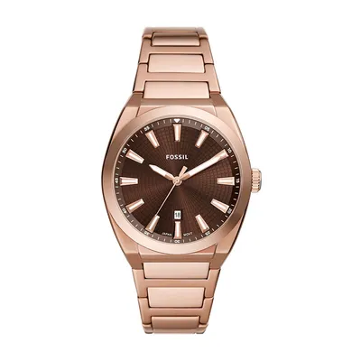 Men's Everett Three-hand Date, Rose Gold-tone Stainless Steel Watch