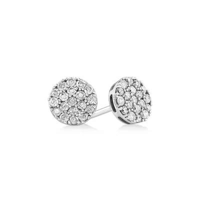 0.33 Carat Tw Round Diamond Cluster Stud Earrings In 10kt White Gold