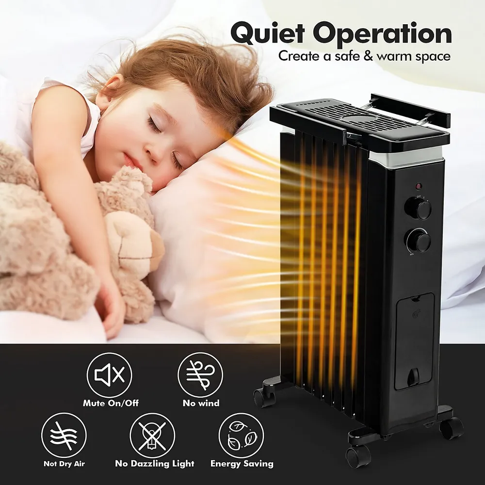 Costway 1500w Oil Filled Radiator Heater Electric Space W/ Heat Settings  Whiteblack | Southcentre Mall