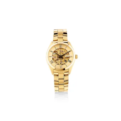 Automatic Skeleton Watch In Gold Tone Stainless Steel
