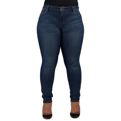 Women's Plus Curvy Fit High Rise Stretch Denim Skinny Jeans