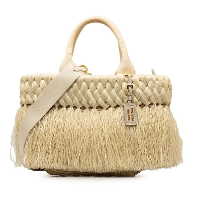 Pre-loved Wicker And Woven Straw Fringe Basket Bag