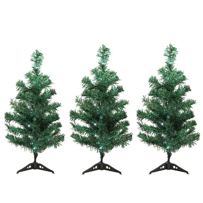 Set Of 3 Led Lighted Christmas Tree Pathway Markers Outdoor Decorations