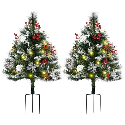 2-pack 2 Ft. Pre-lit Artificial Christmas Trees For Outdoors