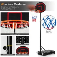 Adjustable Kids Basketball Hoop Stand W/durable Net Shatterproof Backboard Wheel