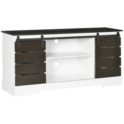 Tv Cabinet Stand With Shelves And Sliding Doors Living Room
