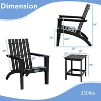 2pcs Patio Adirondack Chair Side Table Set Solid Wood Garden Deck