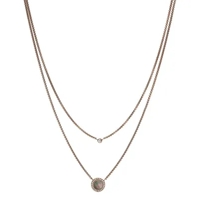 Women's Double Gray Mother-of-pearl Disc Pendant Necklace