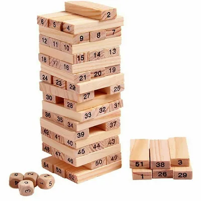 Wooden Stacking Toys Building Blocks Puzzle For Kids Educational Games - 48 Pieces
