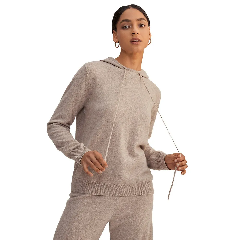 Organic Cashmere Loungewear Women's 100% Pure Knitted Cashmere Sweatsuit  Set with Hoodie & Jogger Sweatpants