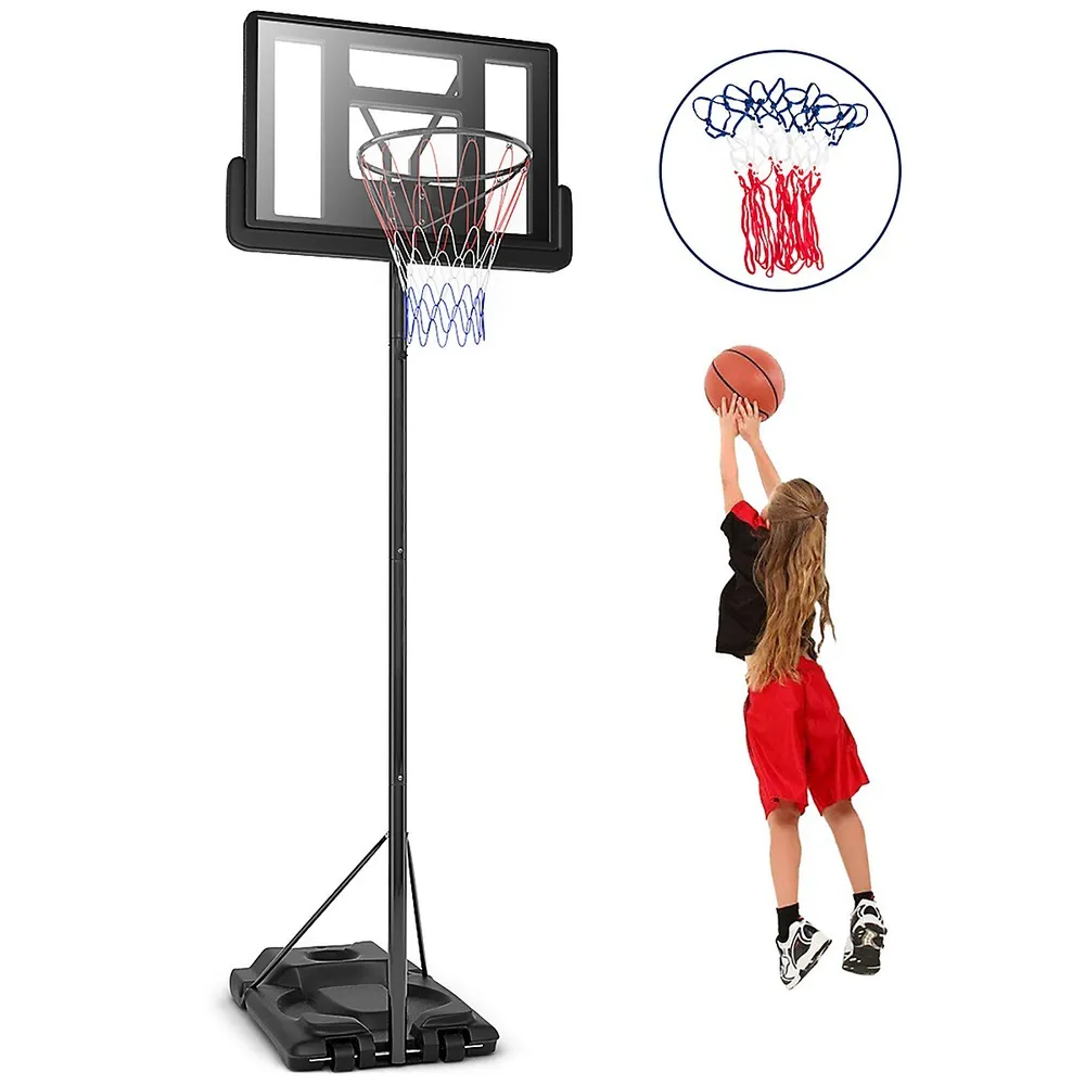 Costway Adjustable Basketball Hoop System Stand Kid Indoor Outdoor Net Goal  W/ Wheels 