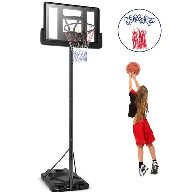 Height Adjustable Portable Basketball Hoop System Shatterproof Backboard Wheels