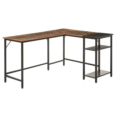 L-shaped Corner Desk With Adjustable Shelves